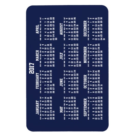 Navy Blue Calendar 2017 Große flexible Magnete (Vertikal)