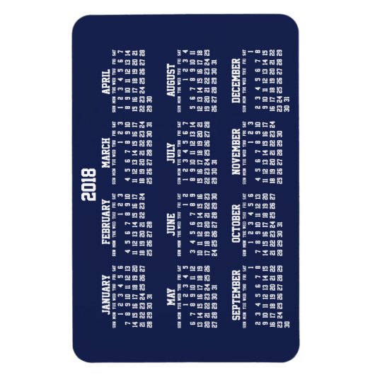Navy Blue Calendar 2018 Große flexible Magnete (Vertikal)
