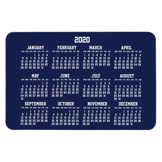 Navy Blue Calendar 2020 Große flexible Magnete (Horizontal)