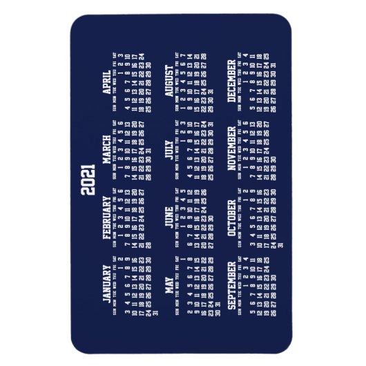 Navy Blue Calendar 2021 große flexible Magnete (Vertikal)