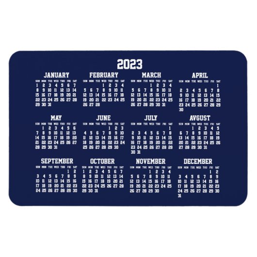 Navy Blue Calendar 2023 Große flexible Magnete (Horizontal)