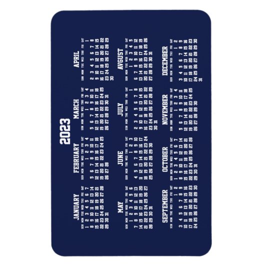 Navy Blue Calendar 2023 Große flexible Magnete (Vertikal)