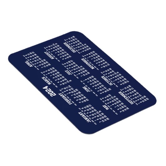 Navy Blue Calendar 2024 Kleine flexible Magnete (Rechte Seite)