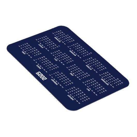 Navy Blue Calendar 2025 Kleine flexible Magnete (Rechte Seite)