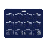 Navy Blue Calendar 2025 Kleine flexible Magnete