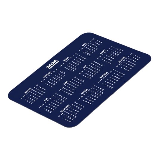 Navy Blue Calendar 2025 Kleine flexible Magnete (Linke Seite)