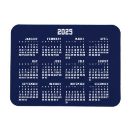 Navy Blue Calendar Flexible Magnet 2025