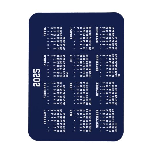 Navy Blue Calendar Flexible Magnet 2025 (Vertikal)