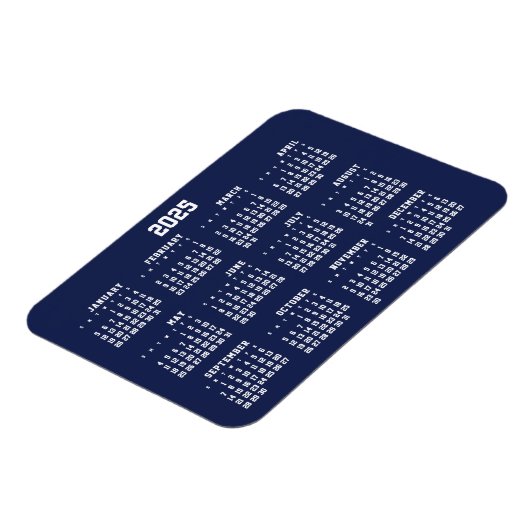 Navy Blue Calendar Flexible Magnet 2025 (Linke Seite)