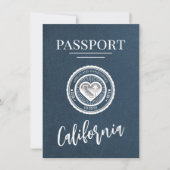 Navy Blue California Passport Save the Date (Vorderseite)