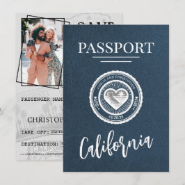 Navy Blue California Passport Save the Date