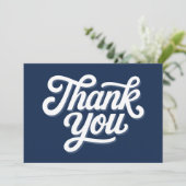 Navy Blue Calligraphy Bold Vielen Dank Flat Card Dankeskarte (Stehend Vorderseite)