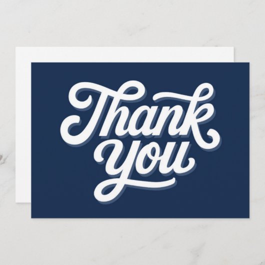 Navy Blue Calligraphy Bold Vielen Dank Flat Card Dankeskarte (Vorne/Hinten)