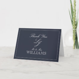 Navy Blue Calligraphy Monogram Foto Vielen Dank Au Karte