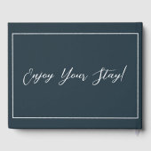 Navy Blue Calligraphy Script Clean Smple Gästebuch (Rückseite)