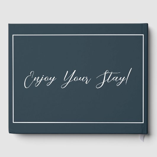 Navy Blue Calligraphy Script Clean Smple Gästebuch (Rückseite)