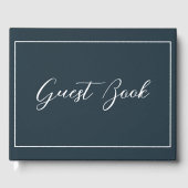 Navy Blue Calligraphy Script Clean Smple Gästebuch (Vorderseite)