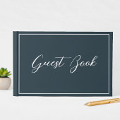 Navy Blue Calligraphy Script Clean Smple Gästebuch