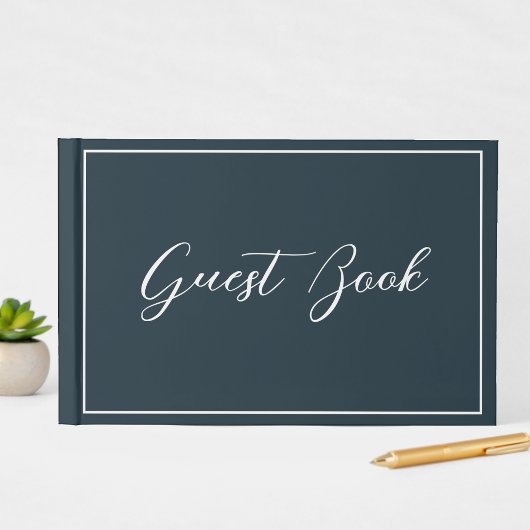 Navy Blue Calligraphy Script Clean Smple Gästebuch
