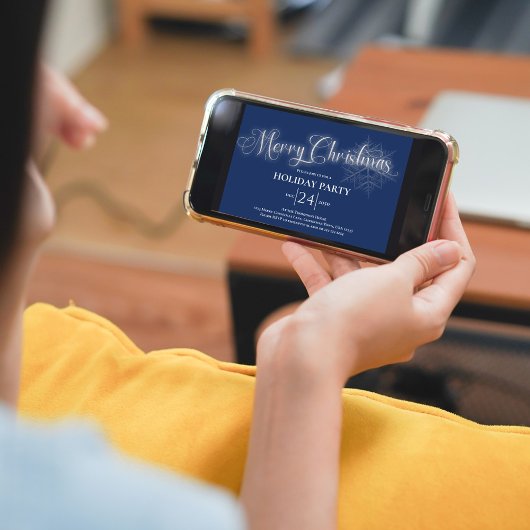 Navy Blue Calligraphy Script Frohe Weihnachtsfeier Einladung