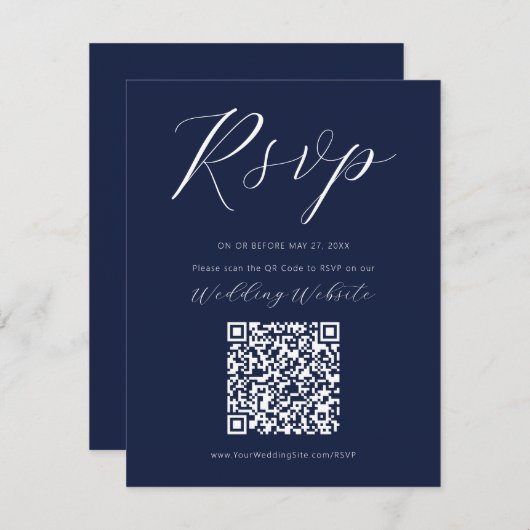 Navy Blue Calligraphy Script UAWG Enclosure Card Begleitkarte (Vorne/Hinten)