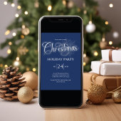 Navy Blue Calligraphy Script Weihnachts-Party Einladung