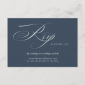 Navy Blue Calligraphy Wedding Website QR CODE RSVP Karte (Vorderseite)