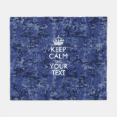 Navy Blue Camouflage Behalte Ruhe und Ihren Text Fleecedecke (Vorderseite (Horizontal))
