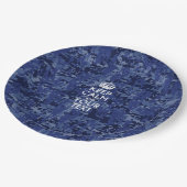 Navy Blue Camouflage Behalte Ruhe und Ihren Text Pappteller (Schrägansicht)