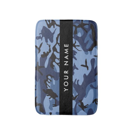 Navy Blue Camouflage Ihr Name Personalize Badematte (Vorderseite Vertikal)