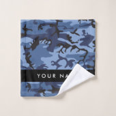 Navy Blue Camouflage Ihr Name Personalize Badhandtuch Set (Waschlappen)