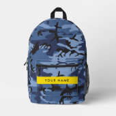 Navy Blue Camouflage Ihr Name Personalize Bedruckter Rucksack (Vorderseite)