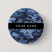Navy Blue Camouflage Ihr Name Personalize Button (Vorderseite)