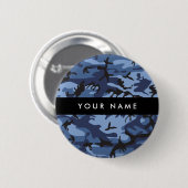 Navy Blue Camouflage Ihr Name Personalize Button (Vorne & Hinten)