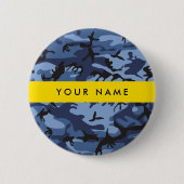 Navy Blue Camouflage Ihr Name Personalize Button (Vorderseite)