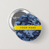 Navy Blue Camouflage Ihr Name Personalize Button (Vorne & Hinten)