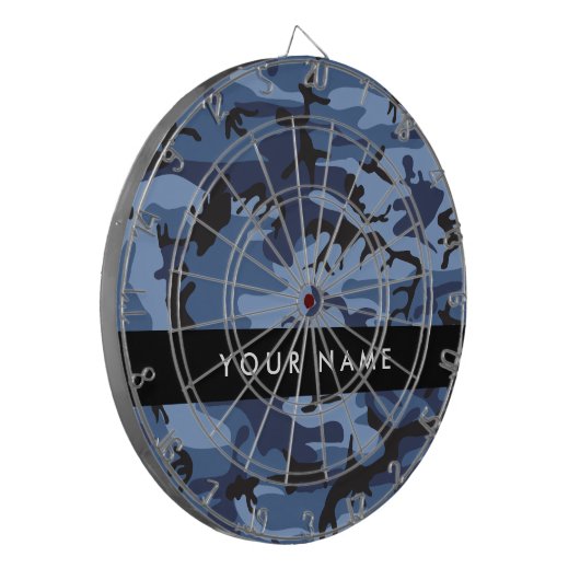 Navy Blue Camouflage Ihr Name Personalize Dartscheibe (Vorderseite Links)