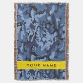 Navy Blue Camouflage Ihr Name Personalize Decke (Vorderseite Vertikal)