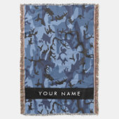 Navy Blue Camouflage Ihr Name Personalize Decke (Vorderseite Vertikal)