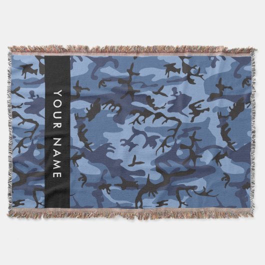 Navy Blue Camouflage Ihr Name Personalize Decke (Vorderseite)