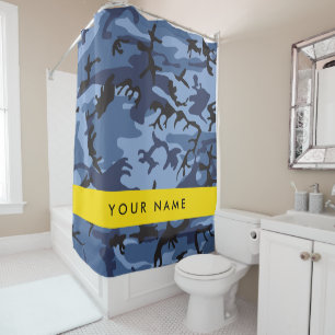Navy Blue Camouflage Ihr Name Personalize Duschvorhang