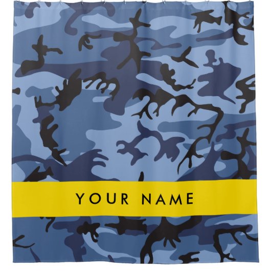 Navy Blue Camouflage Ihr Name Personalize Duschvorhang (Vorderseite)