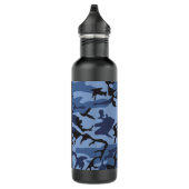 Navy Blue Camouflage Ihr Name Personalize Edelstahlflasche (Rechts)