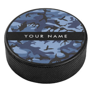 Navy Blue Camouflage Ihr Name Personalize Eishockey Puck