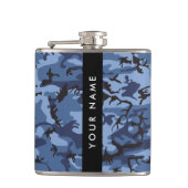 Navy Blue Camouflage Ihr Name Personalize Flachmann (Vorderseite)