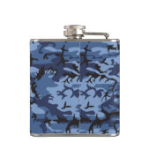 Navy Blue Camouflage Ihr Name Personalize Flachmann (Rückseite)