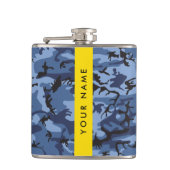 Navy Blue Camouflage Ihr Name Personalize Flachmann (Vorderseite)