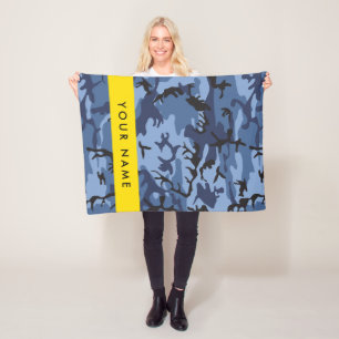 Navy Blue Camouflage Ihr Name Personalize Fleecedecke