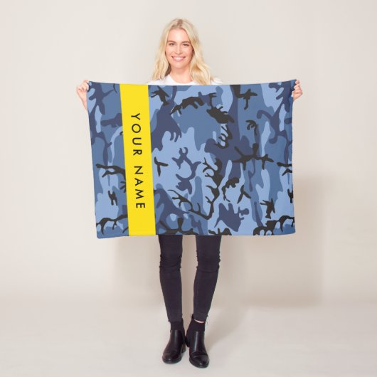 Navy Blue Camouflage Ihr Name Personalize Fleecedecke (Beispiel)