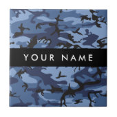 Navy Blue Camouflage Ihr Name Personalize Fliese (Vorderseite)